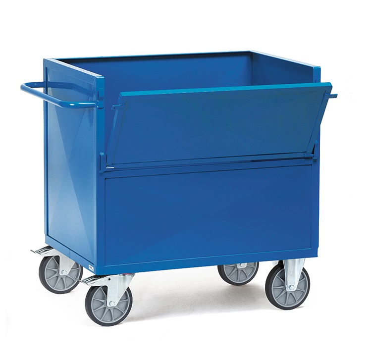 Fetra Blechkastenwagen aus Stahlblech, verzinkt brilliantblau RAL 5007, Nutzhöhe 816 mm