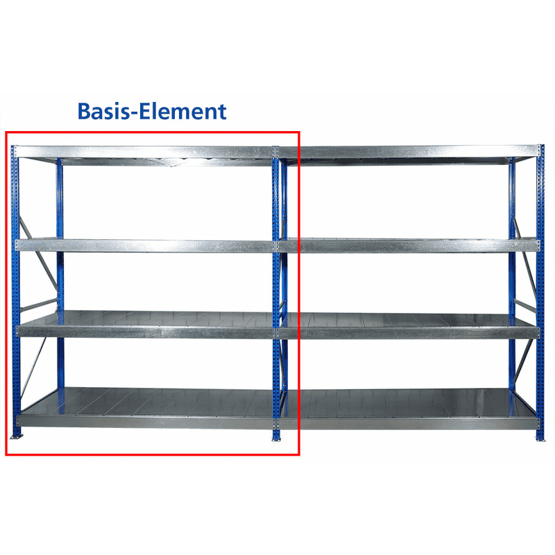 Fachbodenregal Komplettset M50, Gesamttraglast 2800 kg, in zwei Ausführungen