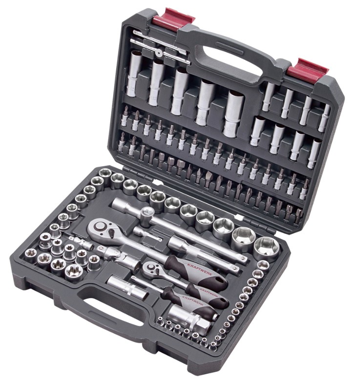KRAFTWERK BASIC LINE Werkzeugkoffer, Steckschlüssel-Satz 1/4" + 1/2", inkl. Werkzeug, 105-teilig