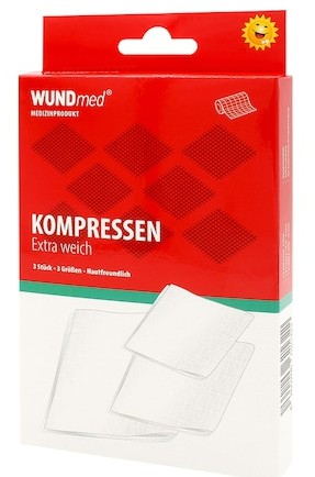 Kompressen, WUNDmed, 03-010, 100 % Baumwolle, Packung mit 3 Stück