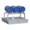 Supports galvanisés pour fûts de 60 l et 200 l, adaptés aux bacs de rétention en PRV, PE et acier