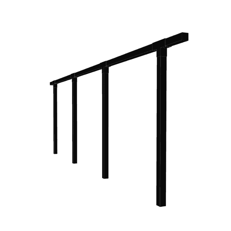 PLUS Pergola simple, noir RAL 9005, modèle 3, L x P x H 6640 x 90 x 2170 mm