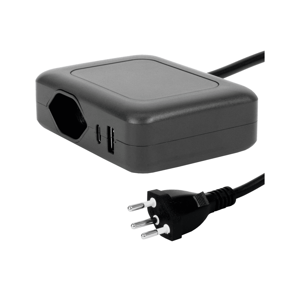 Steffen Station de recharge IQ, 1 x T13, 1 port USB-A (36 W), 1 port USB-C PD (45 W), 10 A, IP20, câble de 1.5 m, en deux couleurs