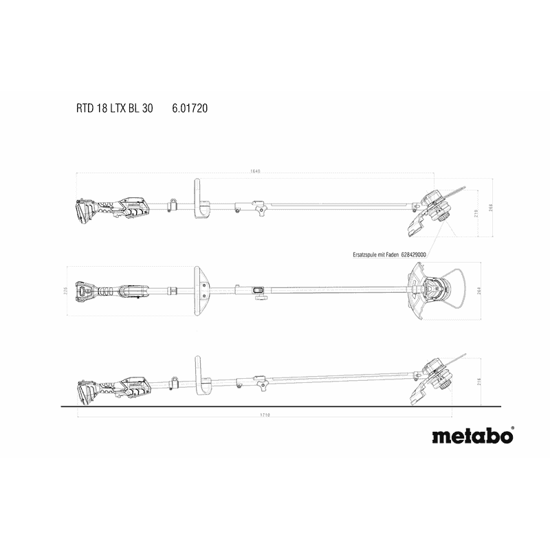 Metabo Akku-Rasentrimmer RTD 18 LTX BL 30, 18 V ohne Akku, mit Rundgriff