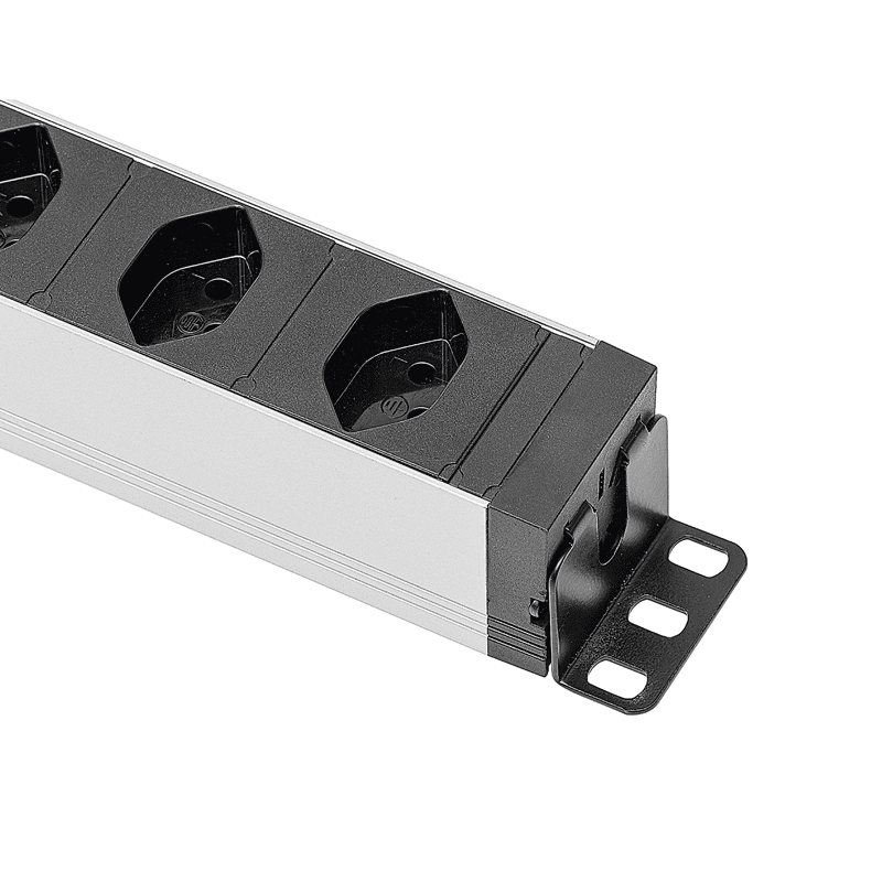 Steffen Steckdosenleiste ALU MODULAR SILVER, 5 x T13, 10 A, IP20, 3 m Kabel, mit Filter und Überspannungsschutz, silber/schwarz