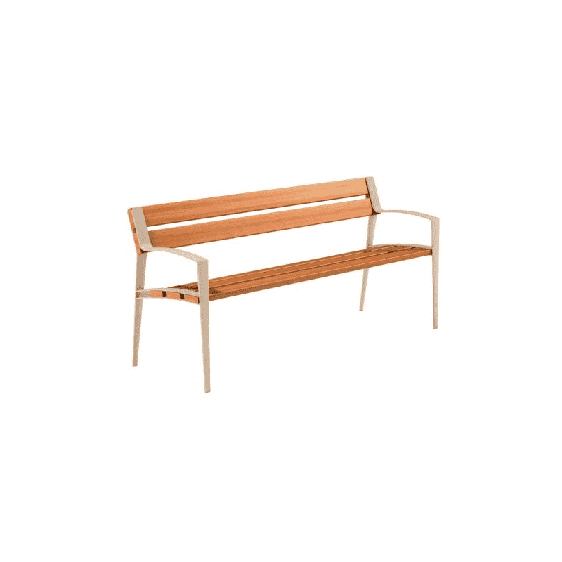 Banc public Minsk en fonte et bois, L x P x H 1800 x 570 x 800 mm, disponible en 4 couleurs