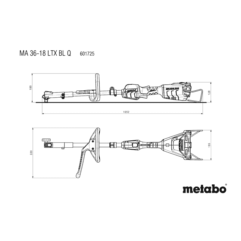 Metabo Akku-Multifunktionsantrieb MA 36-18 LTX BL Q, 18 V mit Rundgriff, ohne Akku