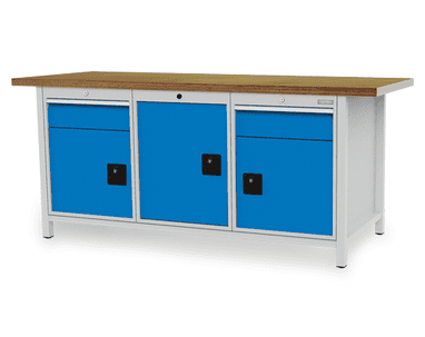 Bedrunka+Hirth Kastenwerkbank R 18-24, Schubladenanzahl 2, Flügeltüren 3, 2000 x 750 mm