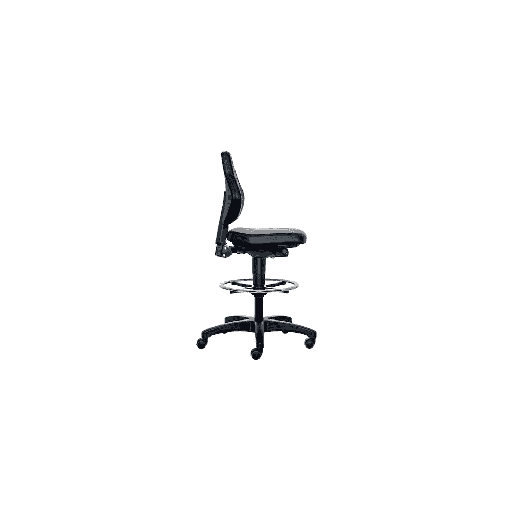 Laborstuhl Bimos 9071 mit Fussring und Rollen, höhenverstellbar, Kunstleder, schwarz