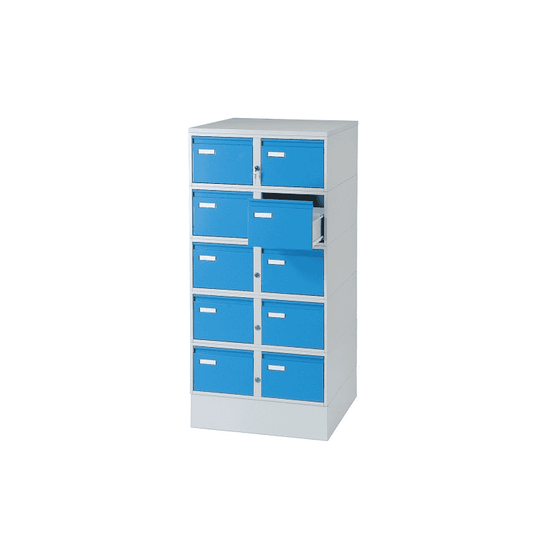 Karteischrank - abschliessbar - grau-blau, RAL 7035 / RAL 5012 für Formate DIN A5 und A6