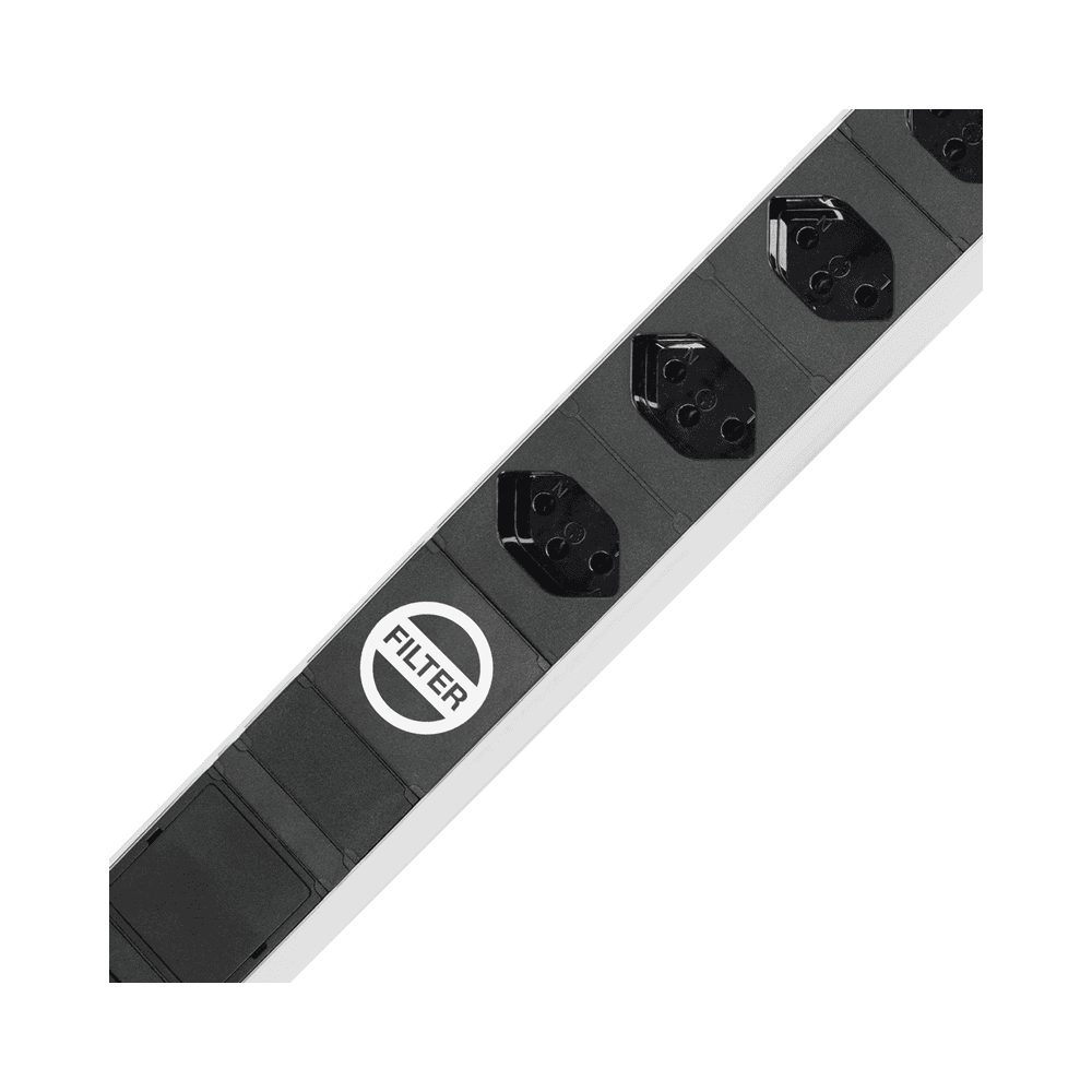 Steffen Steckdosenleiste ALU MODULAR SILVER, 6 x T13, 10 A, IP20, 3 m Kabel, mit Filter und Schalter, silber/schwarz