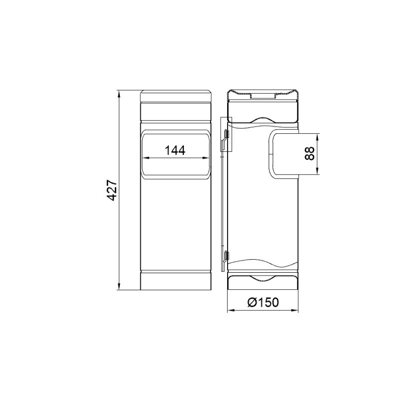 Wandascher mit Abfallbehälter aus Edelstahl, LxBxH 150 x 150 x 430 mm