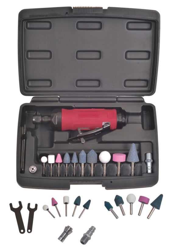KRAFTWERK PRO LINE Druckluft-Stabschleifer-Set mit Zubehör und Koffer, 15-teilig