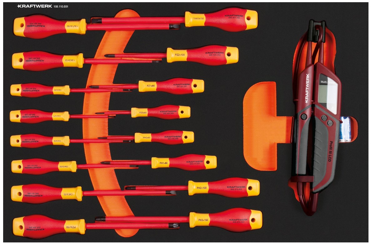 KRAFTWERK Chariot d'atelier VDE BT700, avec outils VDE, 116 pièces