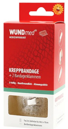 Bandage crêpé + 2 agrafes, WUNDmed, 04-008, 4 m x 100 mm