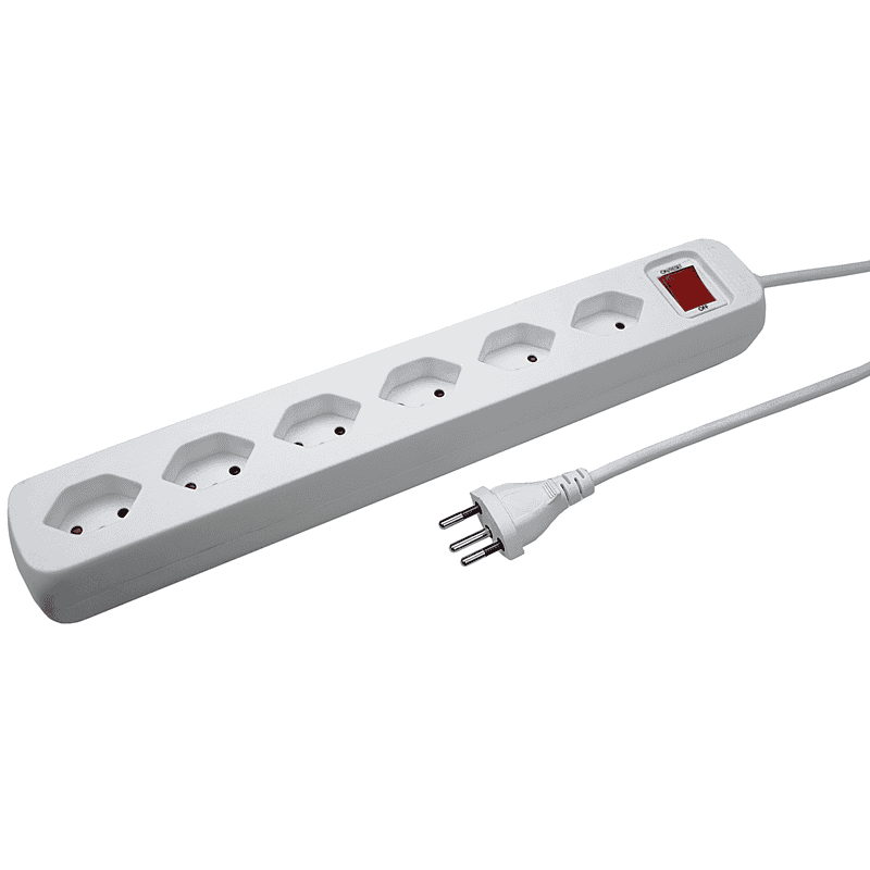 Steffen Steckdosenleiste POWER EASY, 6 x T13, mit Schalter, IP20, 1.5 m Kabel, in zwei Farben