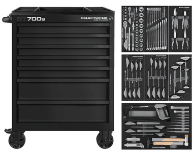 KRAFTWERK BT LINE Werkstattwagen BT700s, 7 Schubladen, 113-teilig, inkl. Werkzeug