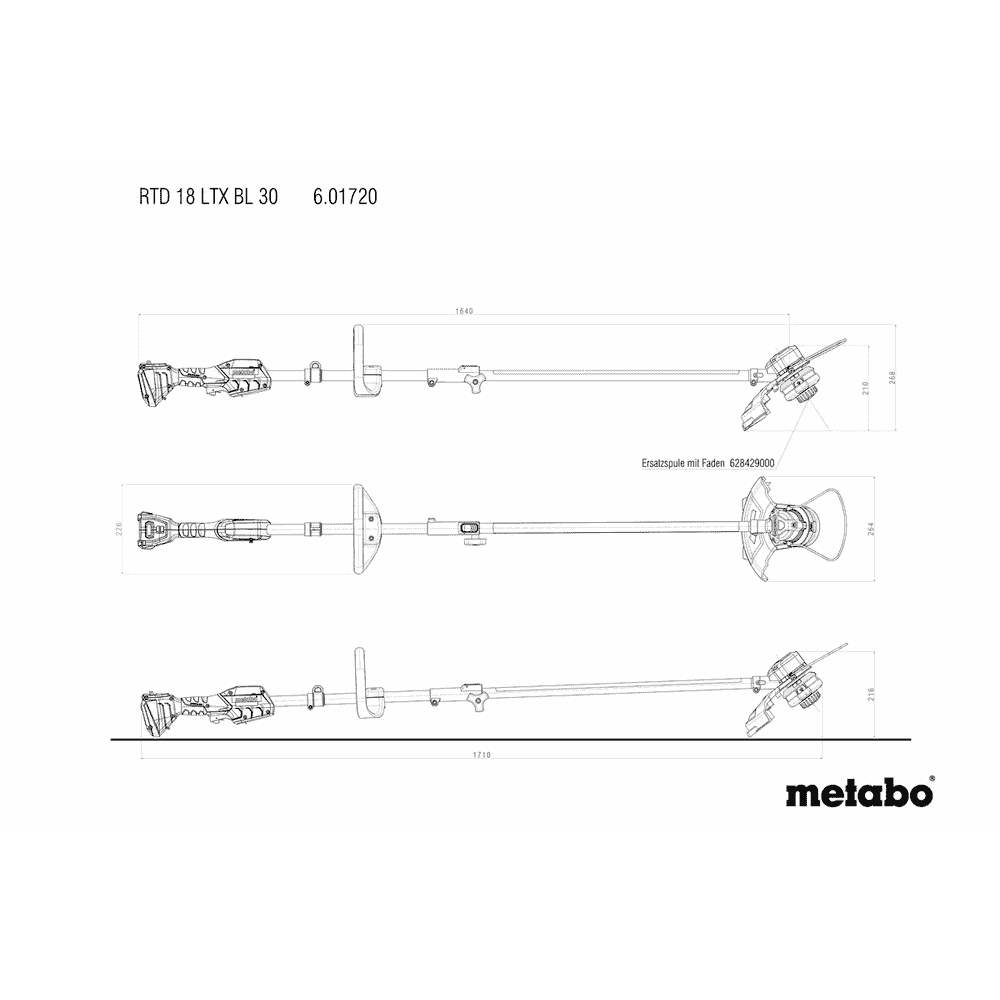 Metabo Akku-Rasentrimmer RTD 18 LTX BL 30, 18 V ohne Akku, mit Rundgriff