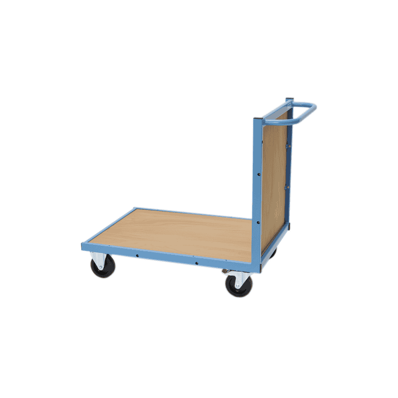 Bedrunka+Hirth Chariot de transport avec fond en bois et paroi arrière, capacité de charge 300 kg, 900 x 620 x 860 mm