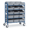 Eurokastenwagen, 1372 x 685 x 1686 mm, Tragkraft 400 kg, mit Kästen