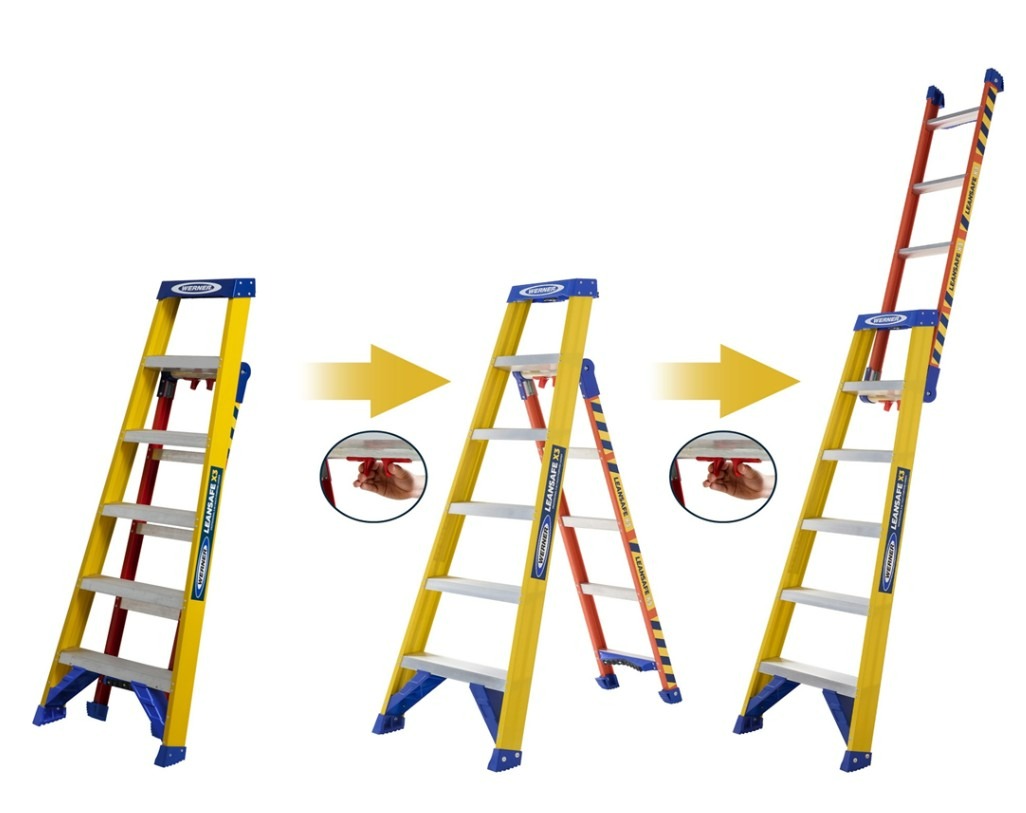 LEANSAFE Glasfaser-Mehrzweckleiter, 3-in-1, 150 kg Tragfähigkeit