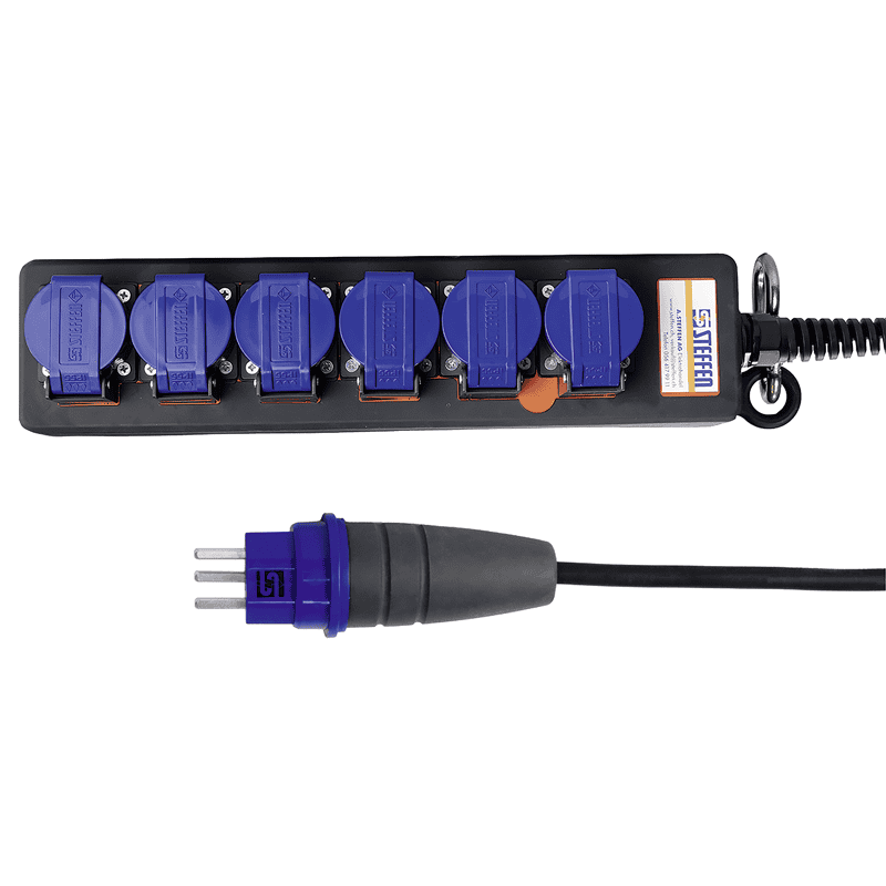 Steffen Multiprise PROFESSIONAL, prises de courant T23, 16 A, GdV 3 x 2.5 mm², IP55, noir/bleu, différents versions