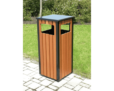 Poubelle rectangulaire de Madrid en aspect bois