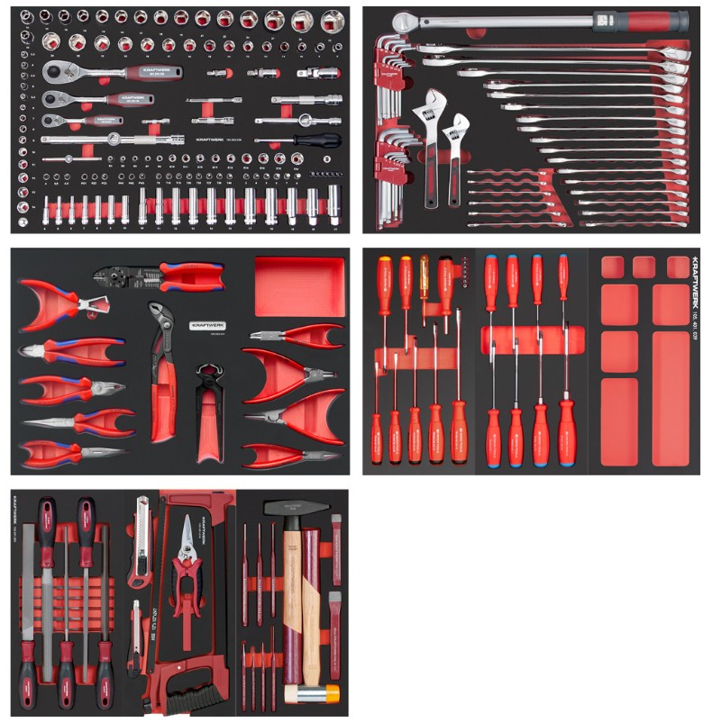 KRAFTWERK BT LINE Werkstattwagen BT700 8 Schubladen, PB+KNIPEX, inkl. Werkzeug, 250-teilig