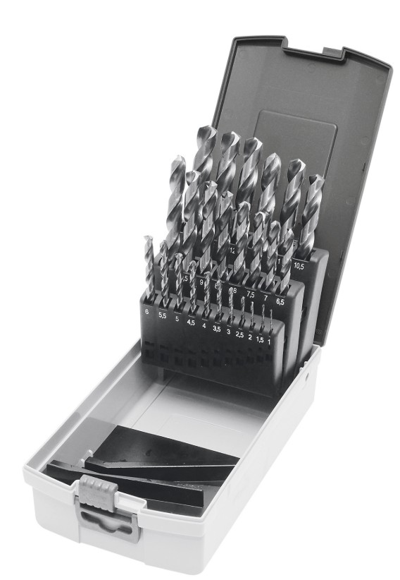 KRAFTWERK PRO LINE Spiralbohrer-Set HSS-G, 25-teilig, 1–13 mm, Metallbohrer in 0,5-mm-Schritten