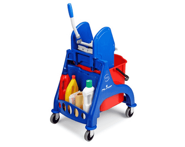 Chariot de nettoyage mobile professionnel avec seau simple de 25 l et presse pour le serpillière 