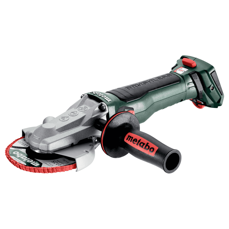 Metabo Akku-Flachkopf-Winkelschleifer WVBF 18 LT BL 11-125 Quick, 18 V (Solo) mit metaBOX 165 L