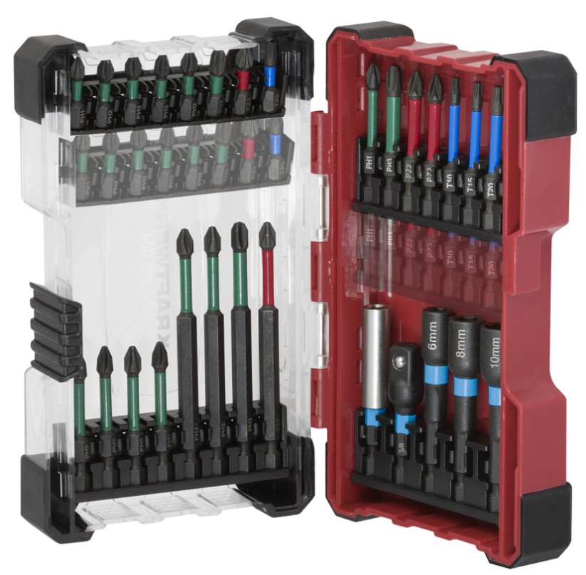 KRAFTWERK Bit Box Profi Impact Control 1/4", 29-teilig, S2-Stahl Impact-Torsionsbits, PH/PZ/TX