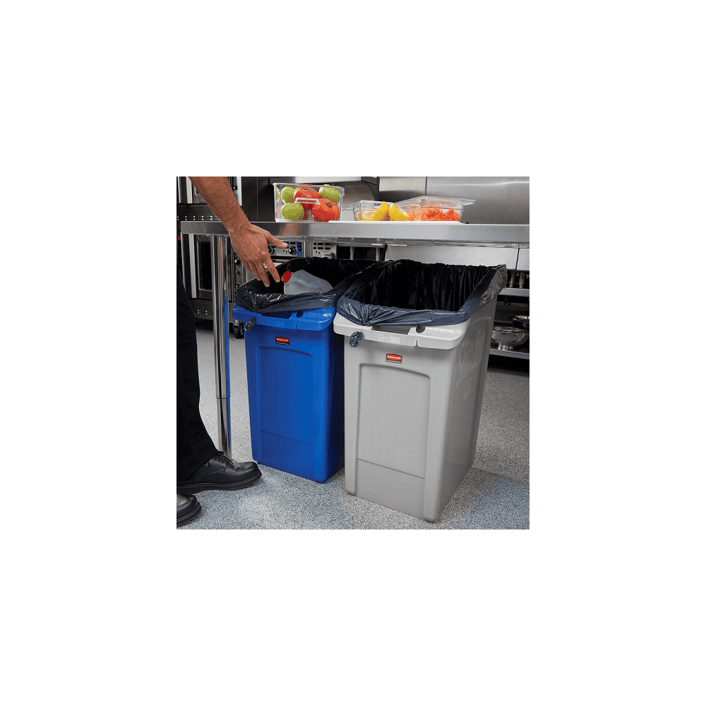 Poubelle Slim Jim sous le comptoir, gris, capacité 87 litres, 560 x 400 x 762 mm