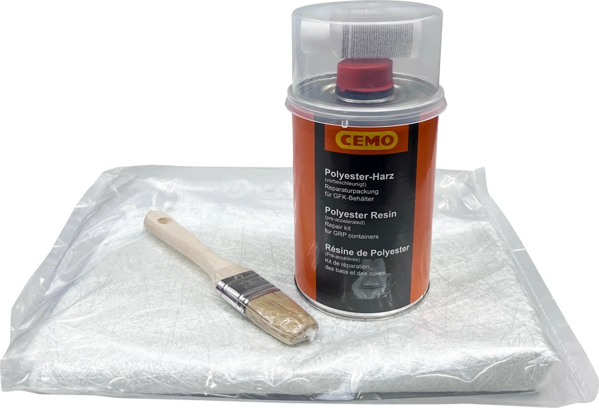 CEMO Kit de réparation de 1 kg pour fûts et cuves rectangulaires en PRV