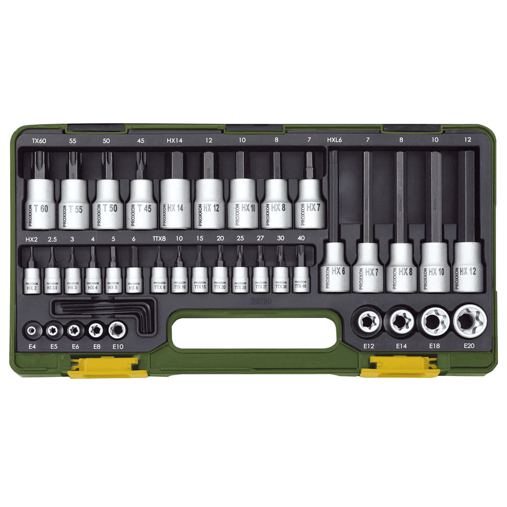 Proxxon Steckschlüsselsatz Innensechskant + Torx 1/2" + 1/4", 42-teilig