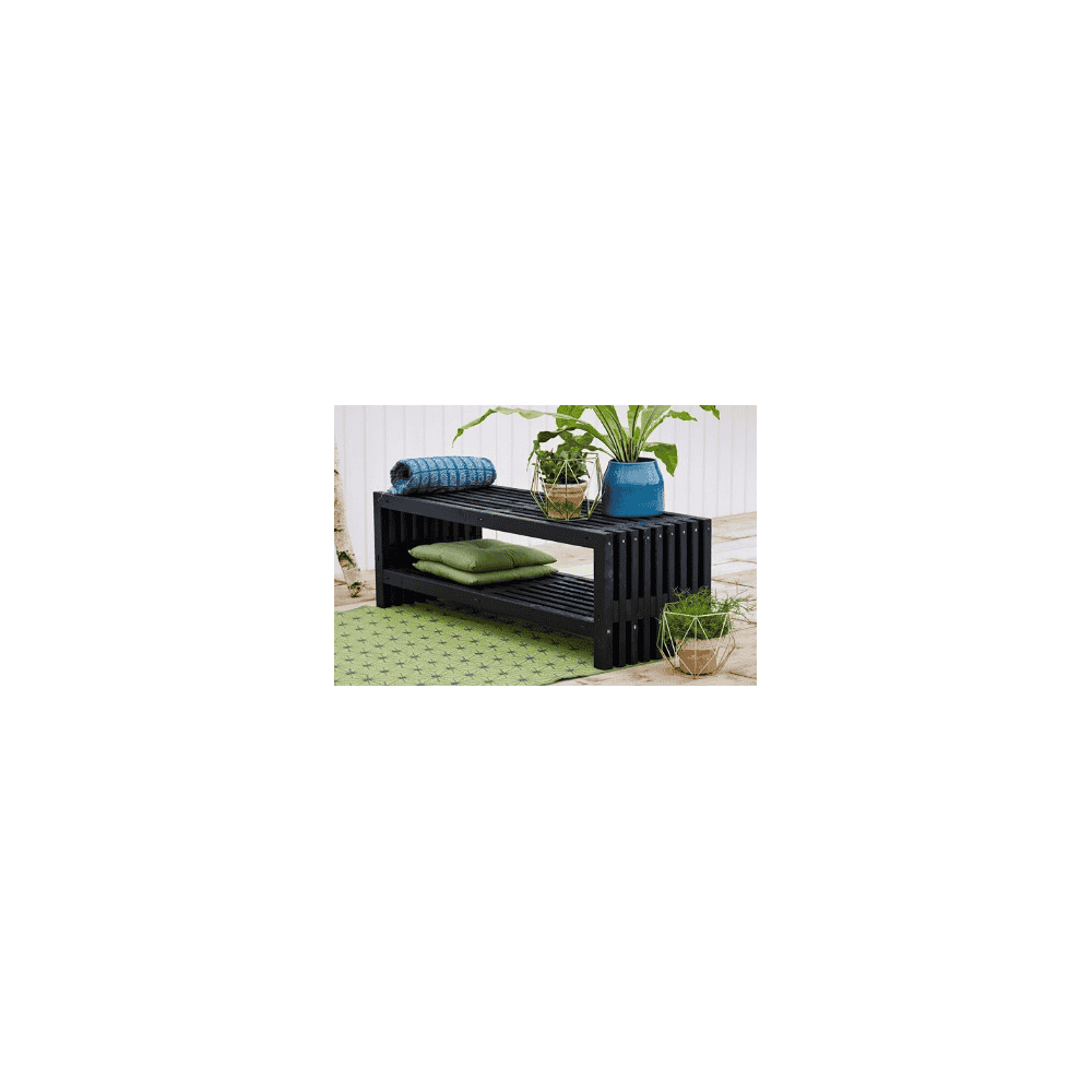 Banc rustique, deux couleurs, deux longueurs, avec ou sans étagère
