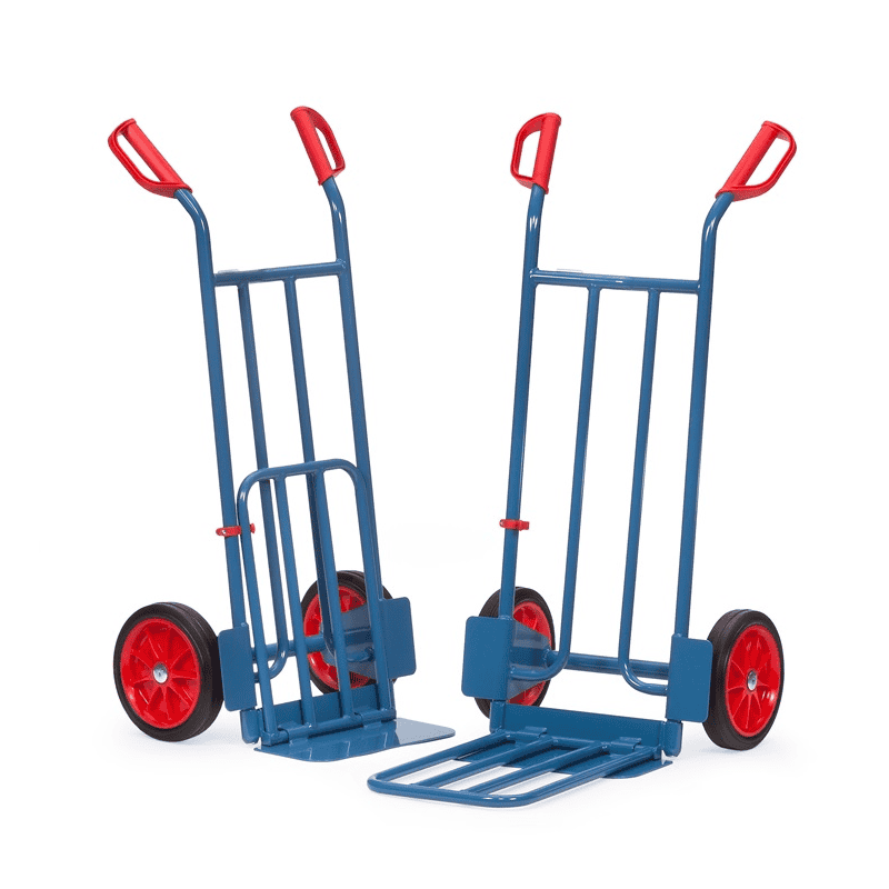 Fetra Paketkarre mit grosser Stahlrohr-Klappschaufel, Höhe 1150 mm, 250 kg Tragkraft