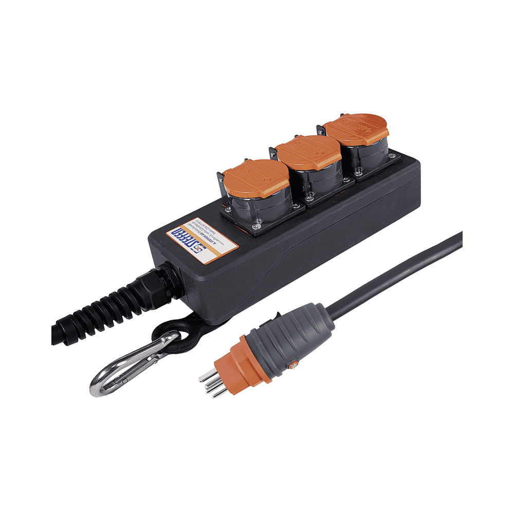 Steffen Steckdosenleiste PROFESSIONAL, T15 Steckdosen, 10 A, GdV 5 x 1.5mm², IP55, schwarz/orange, diverse Ausführungen
