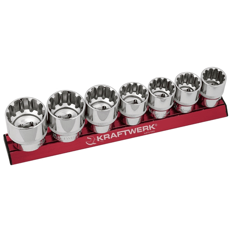 KRAFTWERK PRO LINE COMBI-Stecknuss-Satz MAGALU 1/2", 7-teilig, magnetische Aluminiumschiene