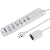 Steffen Steckdosenleiste VARIABL, 6 x T13 Steckdosen, mit ext. Kabelschalter und Haftmagnete, 3 m Kabel, weiss