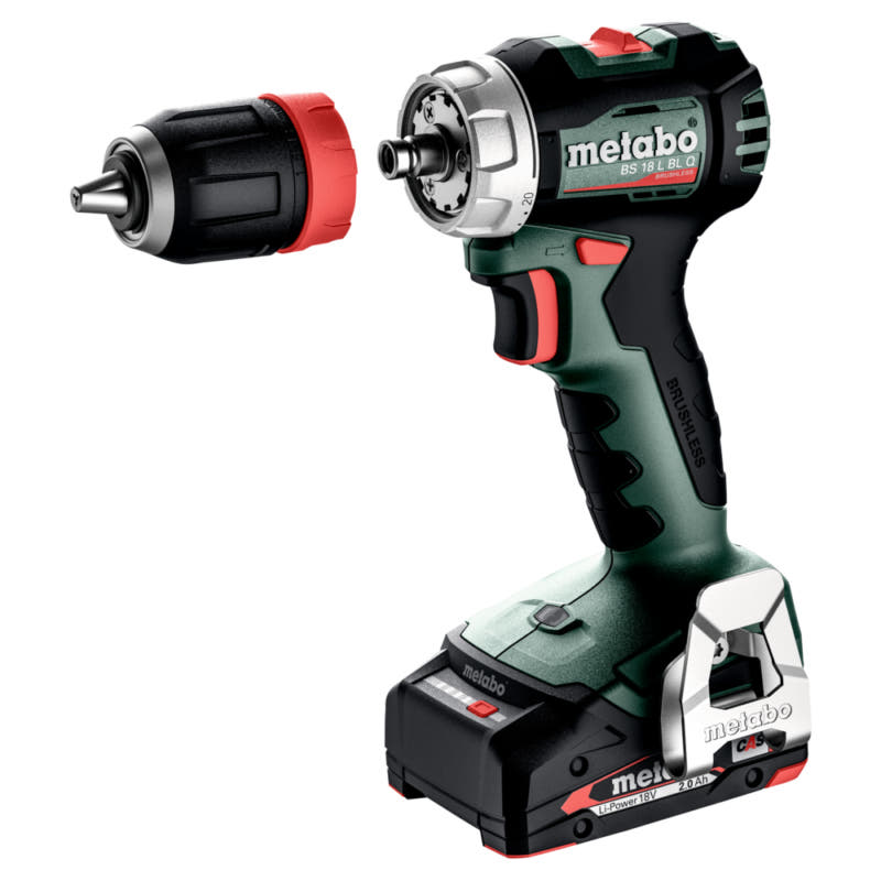 Metabo Akku-Bohrschrauber BS 18 L BL Q, 18 V, mit 2 x 2.0 Ah Li-POWER Akkus, Ladegerät SC 36 und metaBOX 145