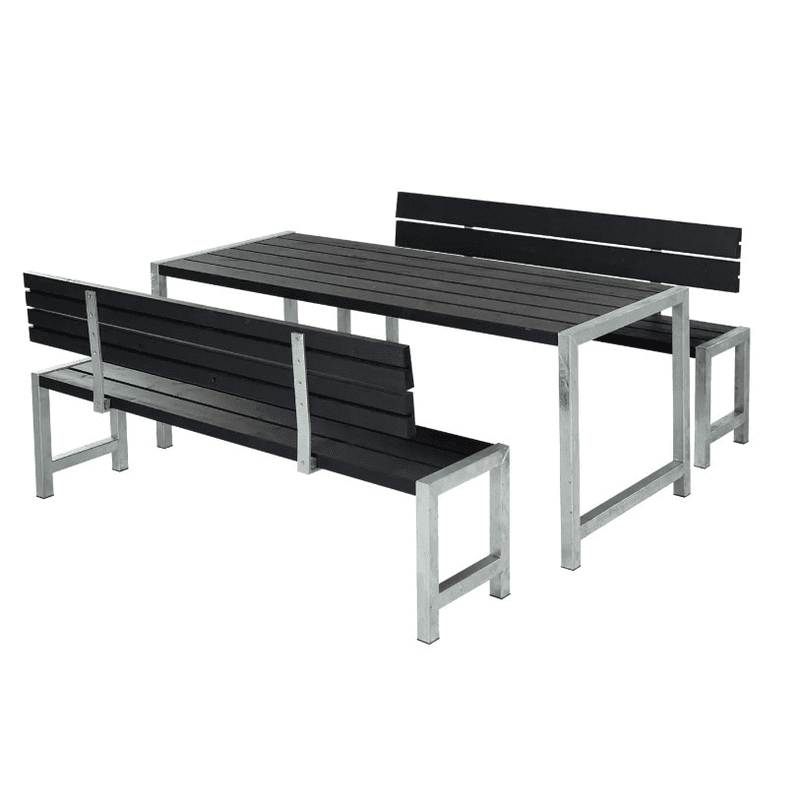 PLUS Planches-Meuble de jardin avec table et banc à s'asseoir, avec ou sans dosserets