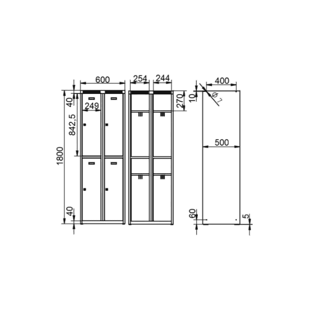 Garderobenschrank mit 4 Abteile