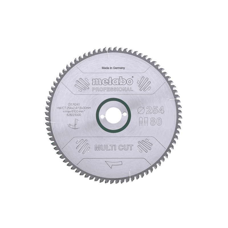 Metabo Kreissägeblatt "Multi Cut - Professional" 254 x 30 mm, Z80, FZ / TZ, 5° negativ