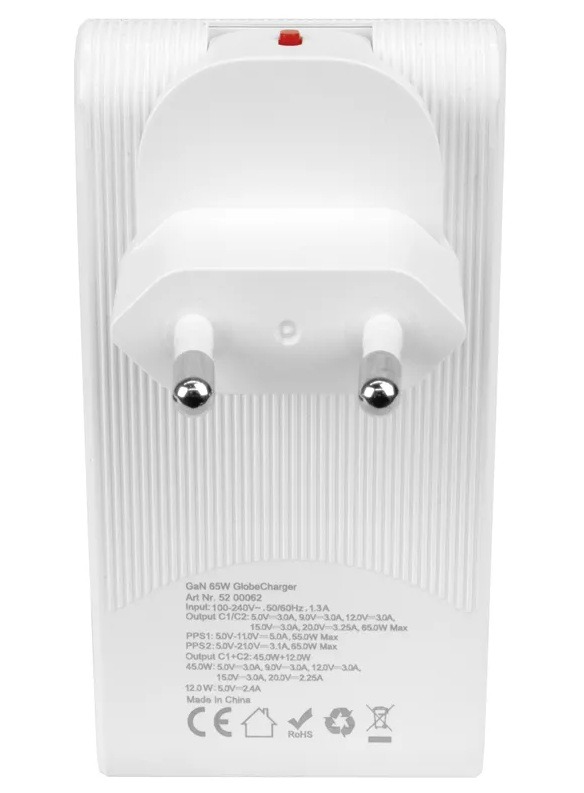 Steffen Adaptateur de voyage World avec 2 ports USB-C, PD 65 W, max. 5 A, blanc