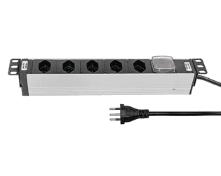 Steffen Steckdosenleiste ALU MODULAR SILVER, 5 x T13, 10 A, IP20, 3 m Kabel, mit Schalter, silber/schwarz
