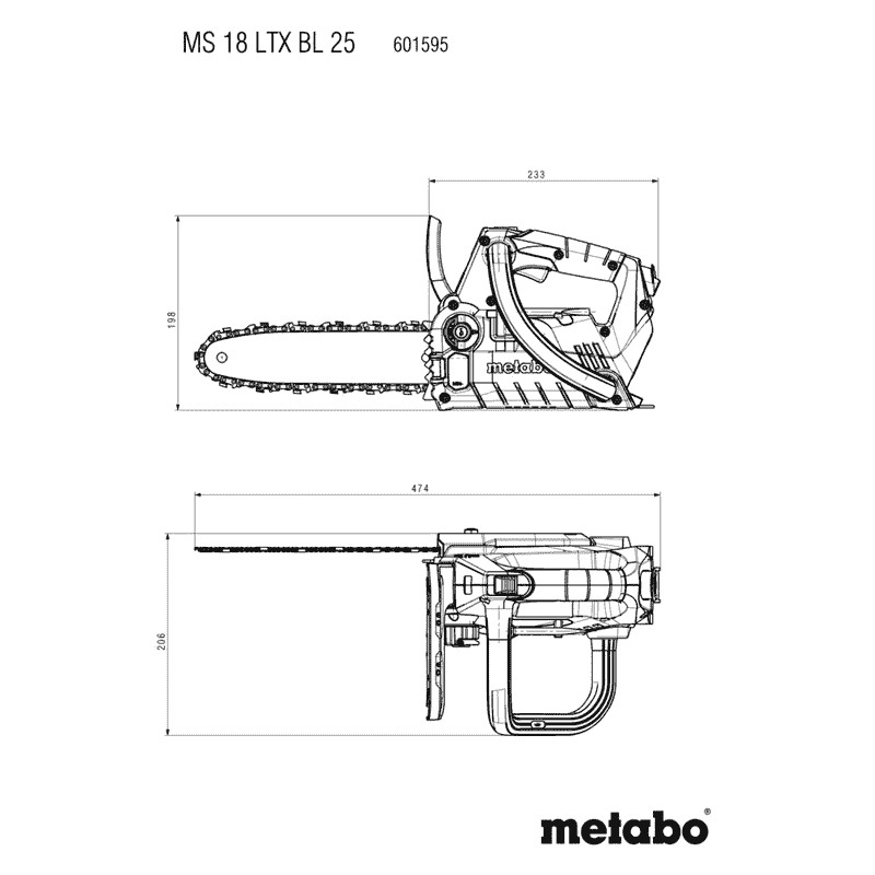 Metabo Akku-Kettensäge MS 18 LTX BL 25, 18 V, in zwei Ausführungen