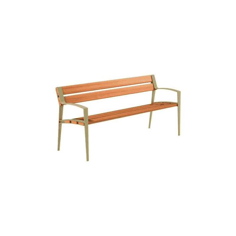 Banc public Minsk en fonte et bois, L x P x H 1800 x 570 x 800 mm, disponible en 4 couleurs
