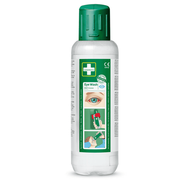 Douche oculaire / Solution de rinçage oculaire tamponnée, Cederroth 725200, paquet de 2 x 500 ml
