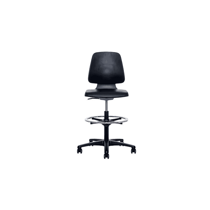 Hoch-Laborstuhl Bimos Labsit 9123 mit Kunstlederbezug, Fussring, schwarz-blau